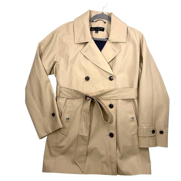 J.Crew Womens Double-Breasted Belted short Trench Coat XS Beige Cotton Outerwear - Picture 2 of 11